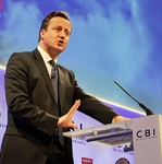 Picture of David Cameron speaking at the CBI